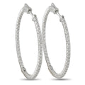 14K white gold diamond inside-out hoop earrings, pair