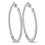 14K White Gold 2.0ct Diamond Inside-Out Hoop Earrings