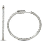 14K White Gold 2.0ct Diamond Inside-Out Hoop Earrings
