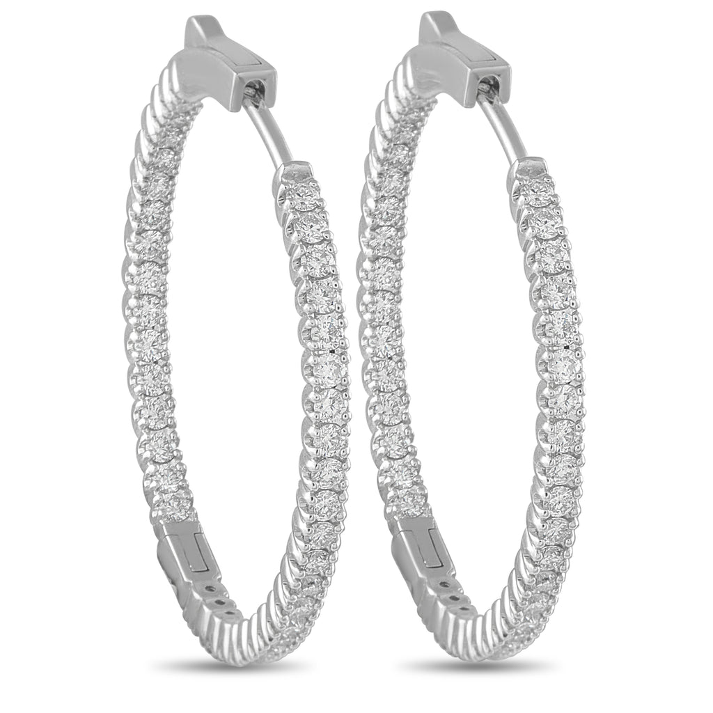 14K White Gold 1.30ct Diamond Inside-Out Hoop Earrings