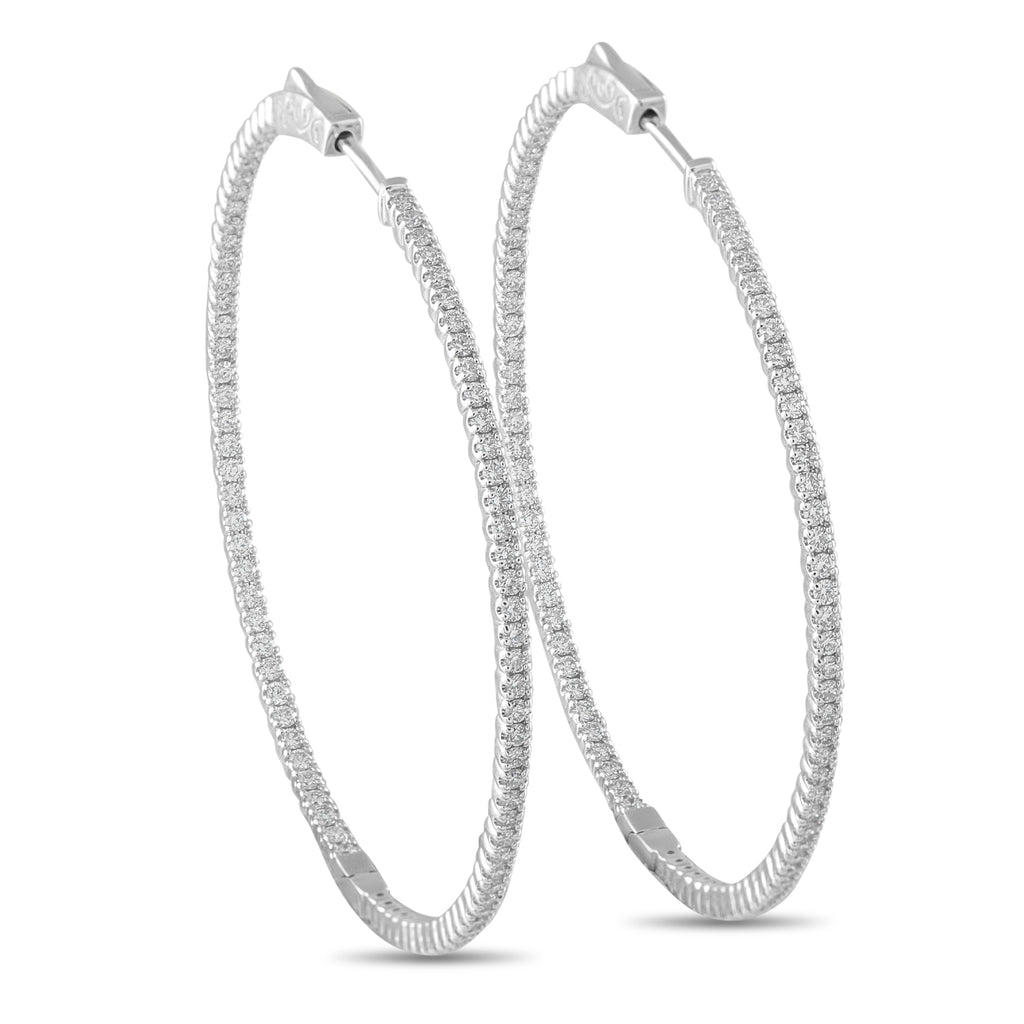 14K White Gold 1.78ct Diamond Inside-Out Hoop Earrings