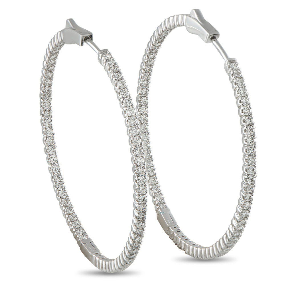 14K White Gold 2.02ct Diamond Hoop Earrings