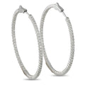 14K white gold diamond hoop earrings with pavé-set stones