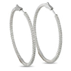 14K White Gold 2.02ct Diamond Hoop Earrings