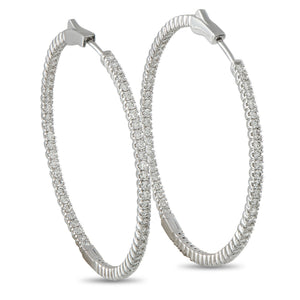 14K White Gold 2.02ct Diamond Hoop Earrings