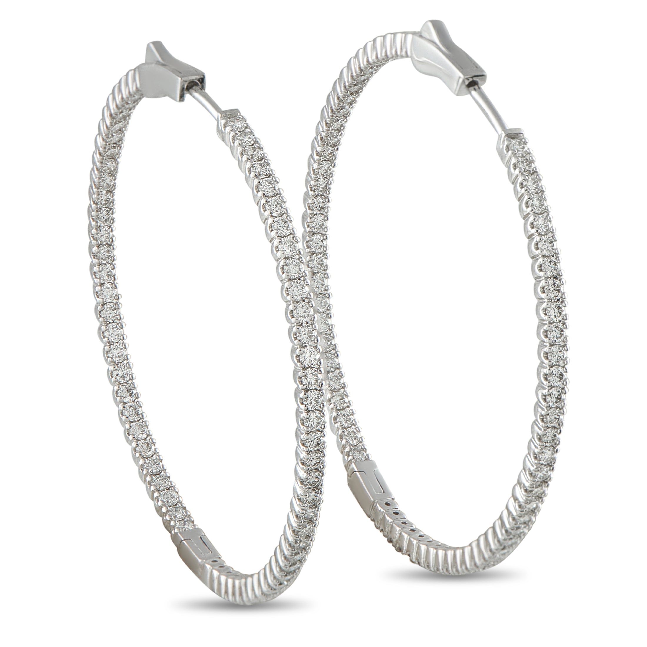 14K White Gold 2.02ct Diamond Hoop Earrings