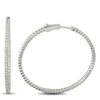14K White Gold 2.02ct Diamond Hoop Earrings