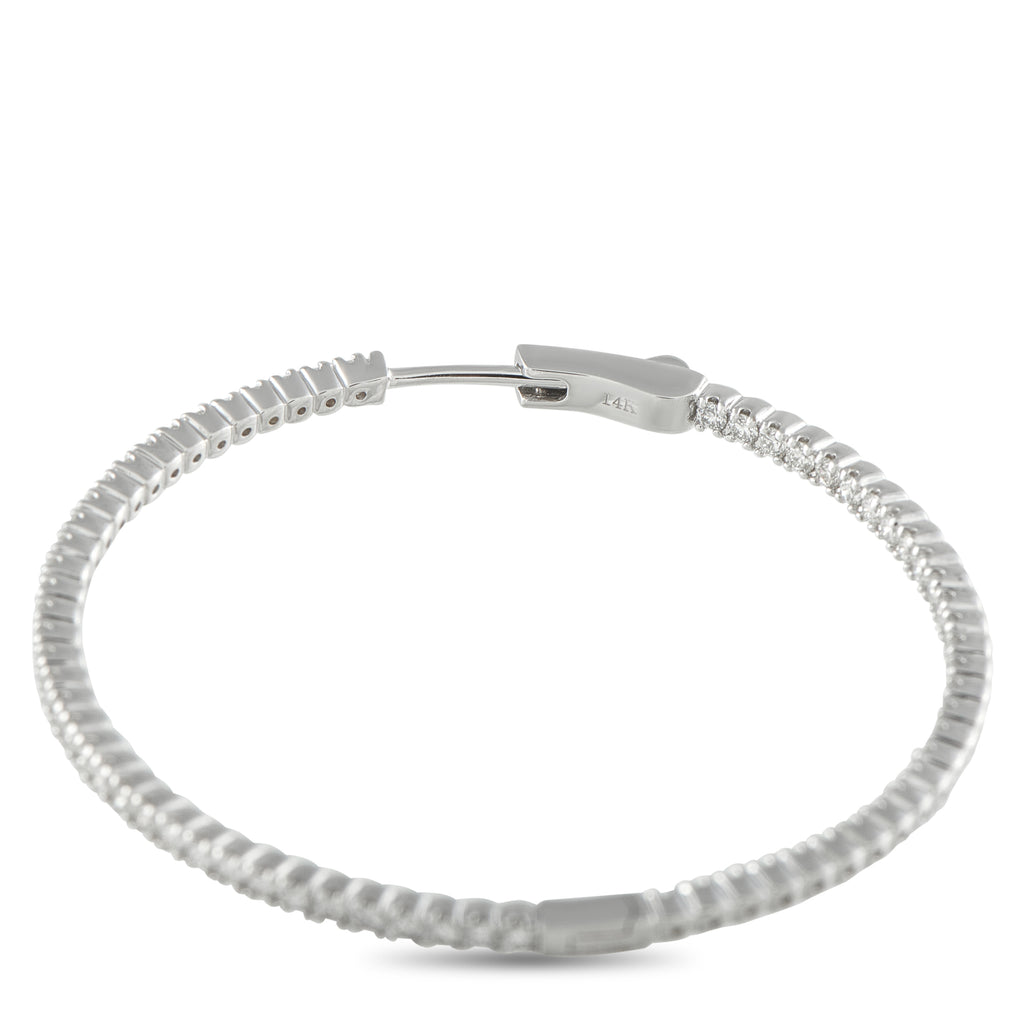 14K White Gold 2.02ct Diamond Hoop Earrings