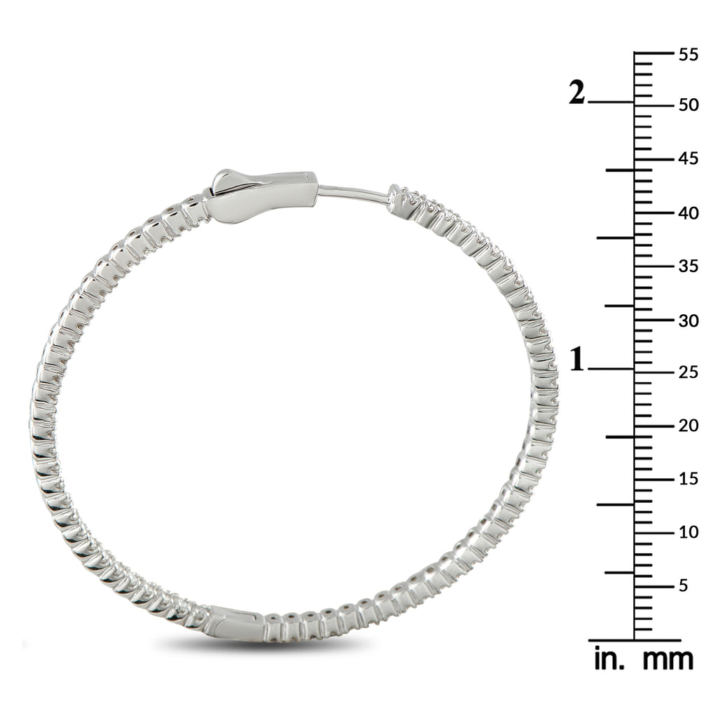 14K White Gold 2.02ct Diamond Hoop Earrings