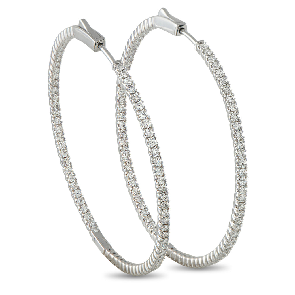 14K White Gold 2.35ct Diamond Inside-Out Hoop Earrings