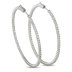 14K White Gold 2.35ct Diamond Inside-Out Hoop Earrings