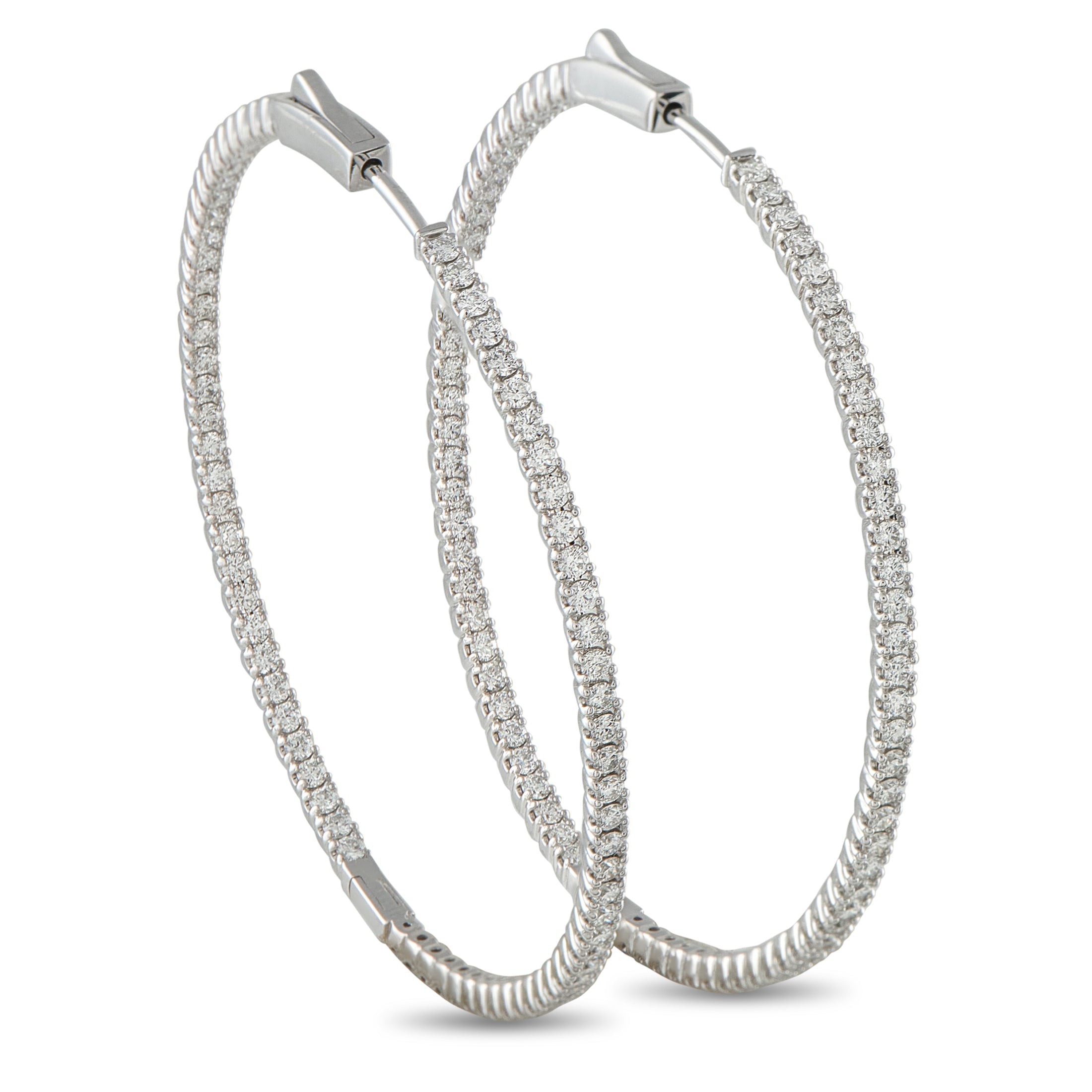 14K White Gold 2.35ct Diamond Inside-Out Hoop Earrings