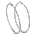 White gold diamond inside-out hoop earrings, pair view with clasp tops