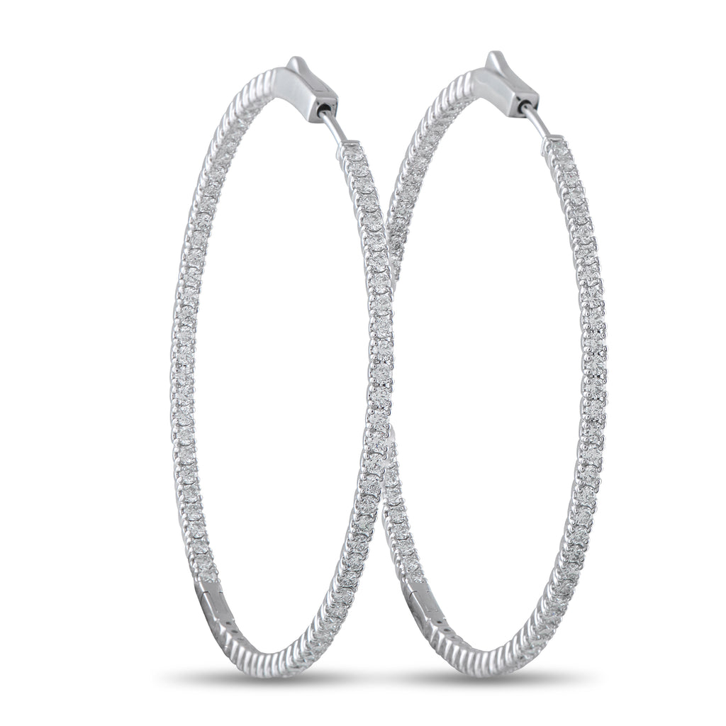 14K White Gold 2.40ct Diamond Inside-Out Hoop Earrings