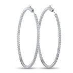 14K White Gold 2.40ct Diamond Inside-Out Hoop Earrings