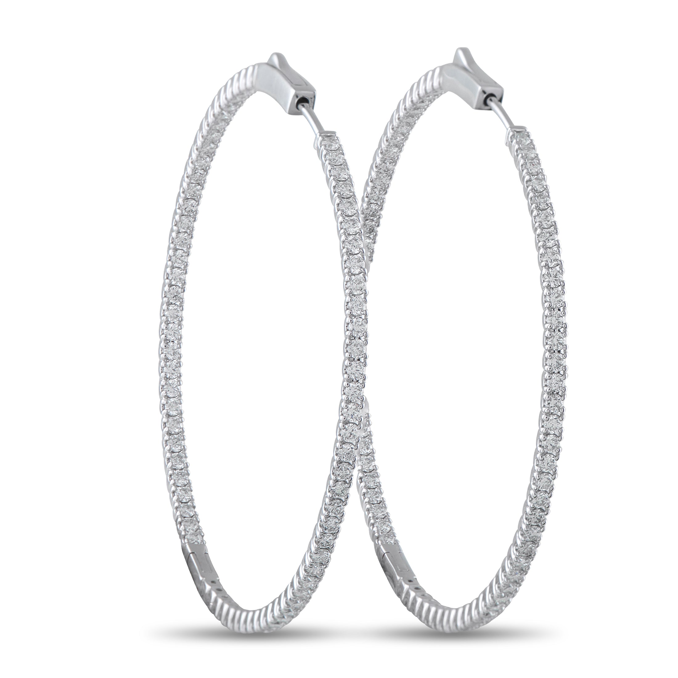 14K White Gold 2.40ct Diamond Inside-Out Hoop Earrings