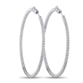 14K white gold diamond inside-out hoop earrings