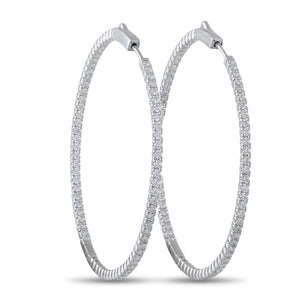 14K White Gold 2.40ct Diamond Inside-Out Hoop Earrings