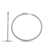 14K White Gold 2.40ct Diamond Inside-Out Hoop Earrings
