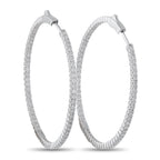 14K White Gold 2.02ct Diamond Inside-Out Hoop Earrings