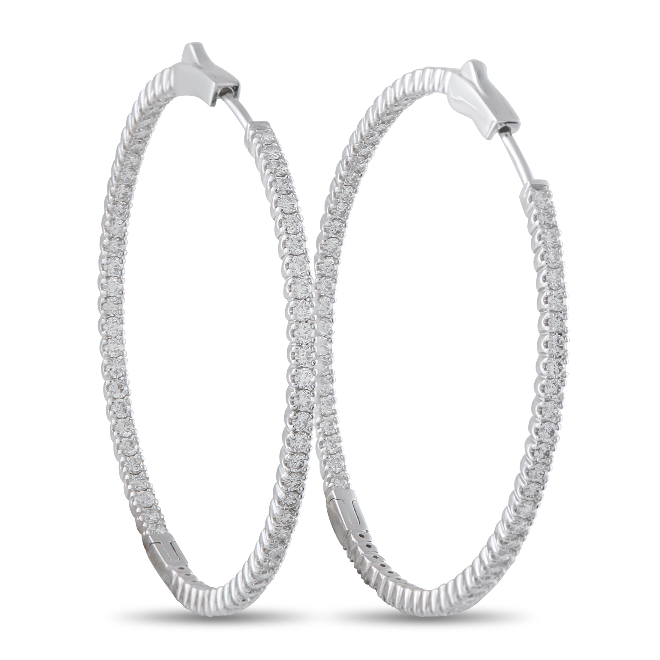 14K White Gold 2.02ct Diamond Inside-Out Hoop Earrings