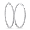 14K white gold diamond inside-out hoop earrings with hinged closures