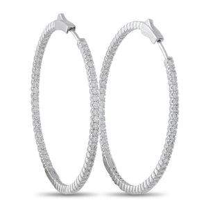 14K White Gold 2.02ct Diamond Inside-Out Hoop Earrings