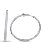 14K White Gold 2.02ct Diamond Inside-Out Hoop Earrings