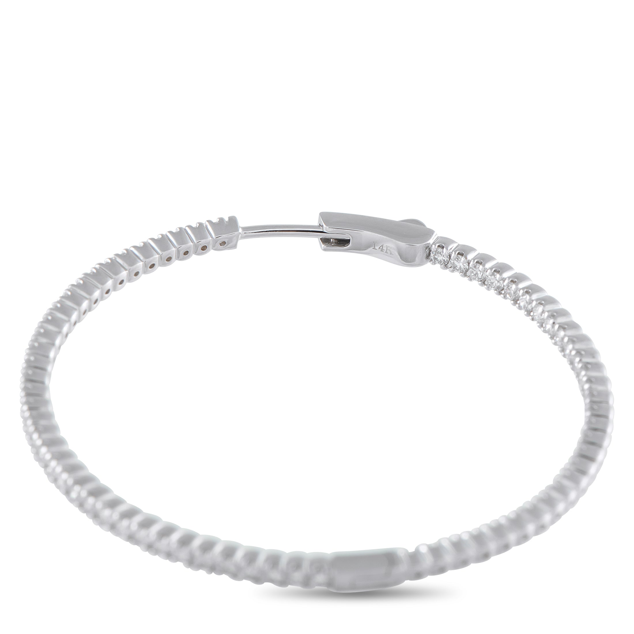 14K White Gold 2.02ct Diamond Inside-Out Hoop Earrings