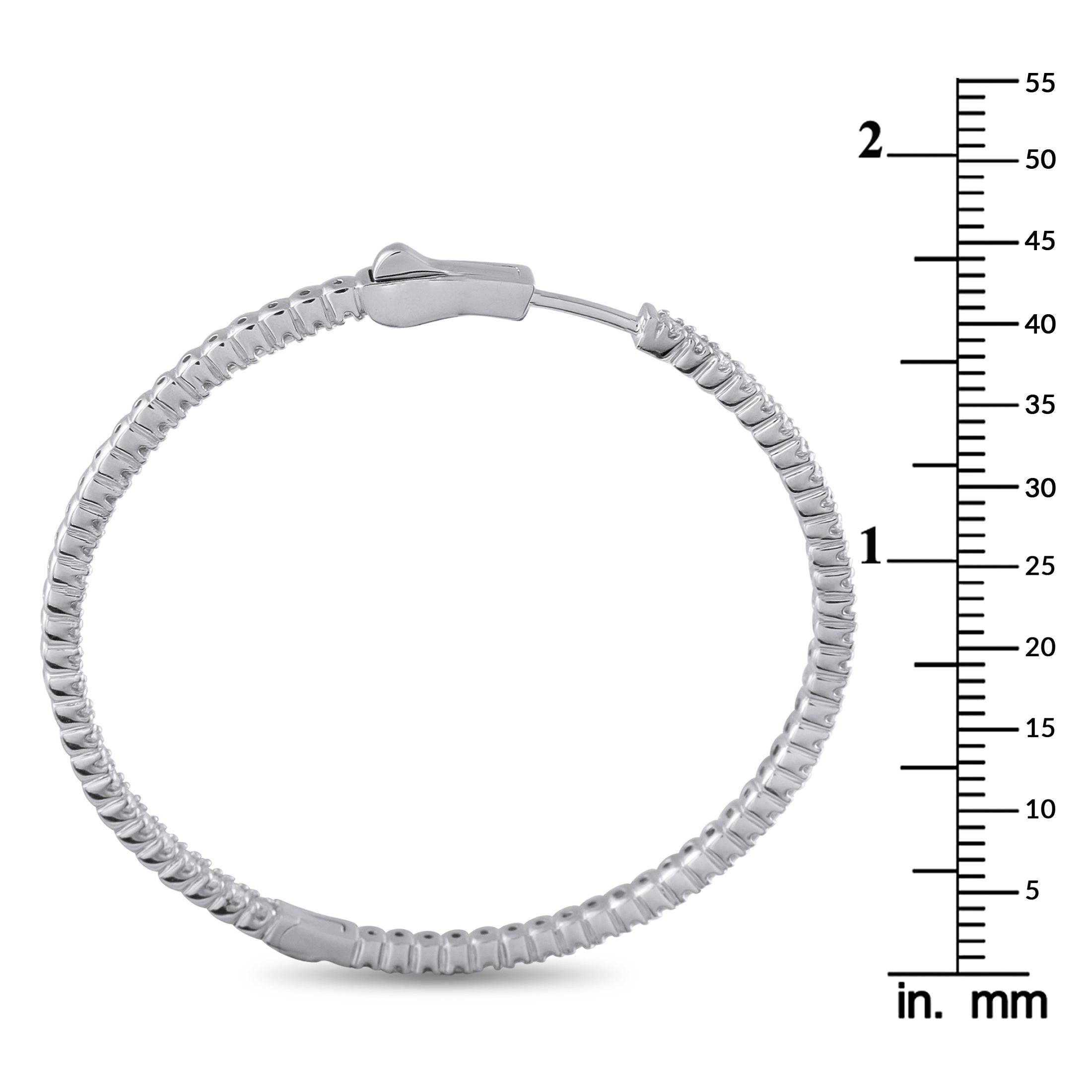 14K White Gold 2.02ct Diamond Inside-Out Hoop Earrings