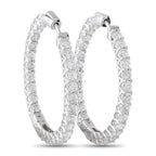 14K White Gold 10.20ct Diamond Inside-Out Hoop Earrings