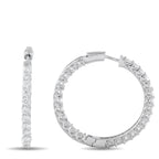 14K White Gold 10.20ct Diamond Inside-Out Hoop Earrings