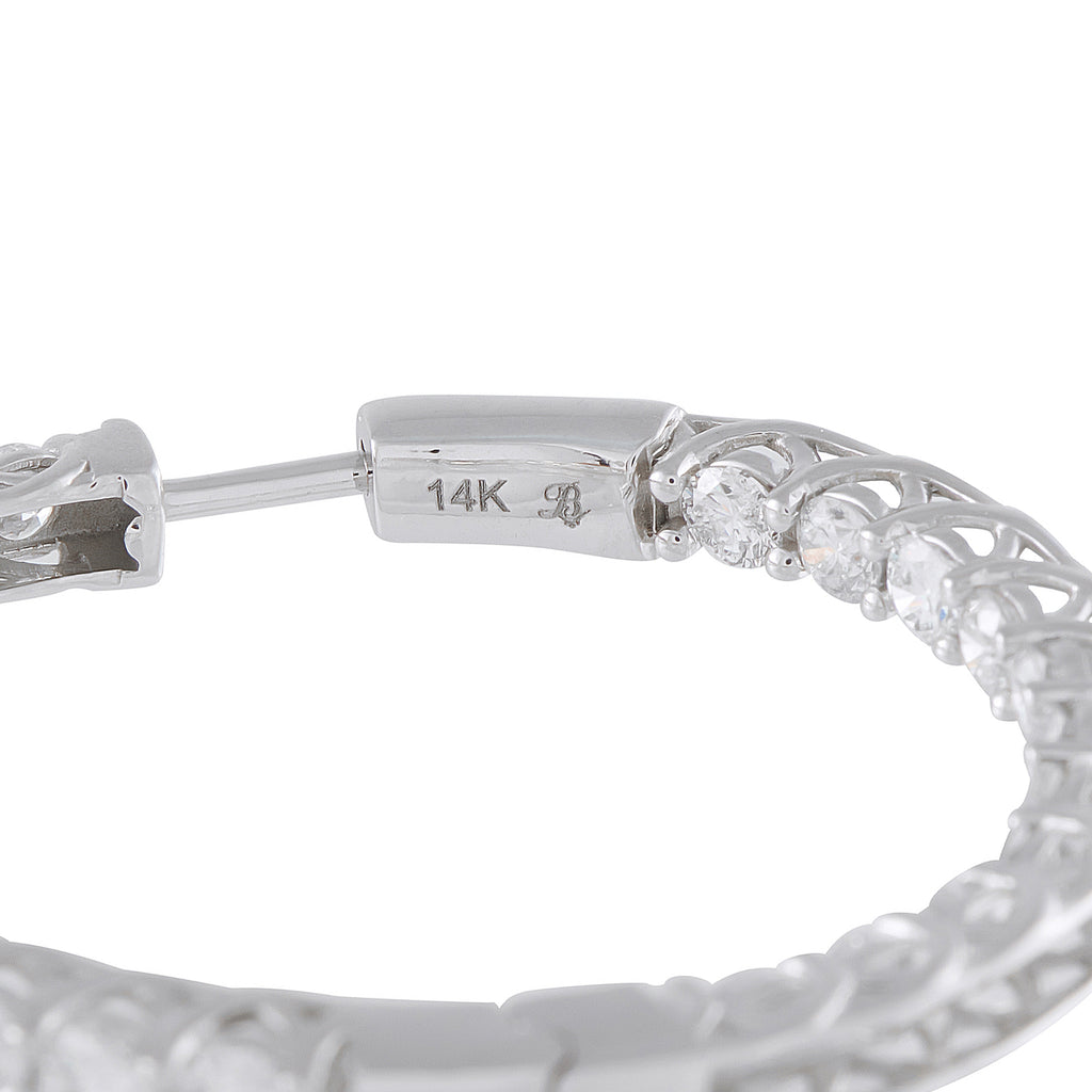 14K White Gold 10.20ct Diamond Inside-Out Hoop Earrings
