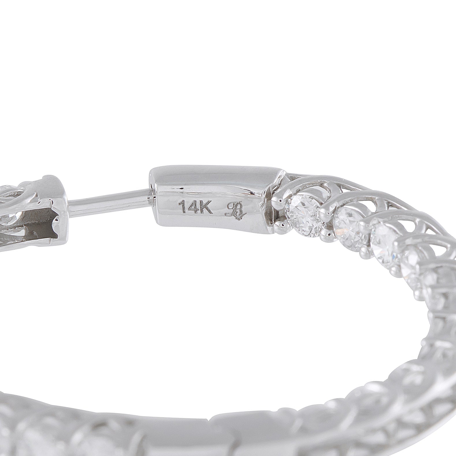 14K White Gold 10.20ct Diamond Inside-Out Hoop Earrings