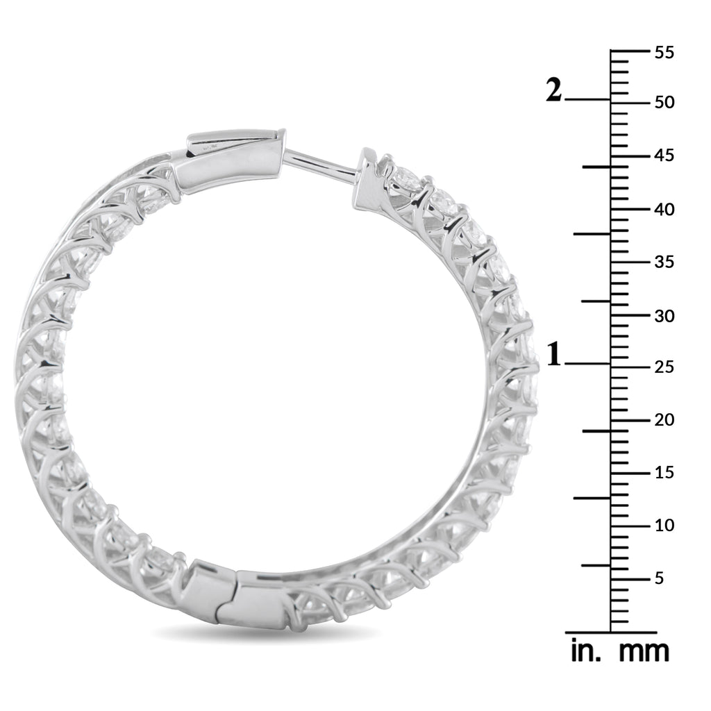 14K White Gold 10.20ct Diamond Inside-Out Hoop Earrings