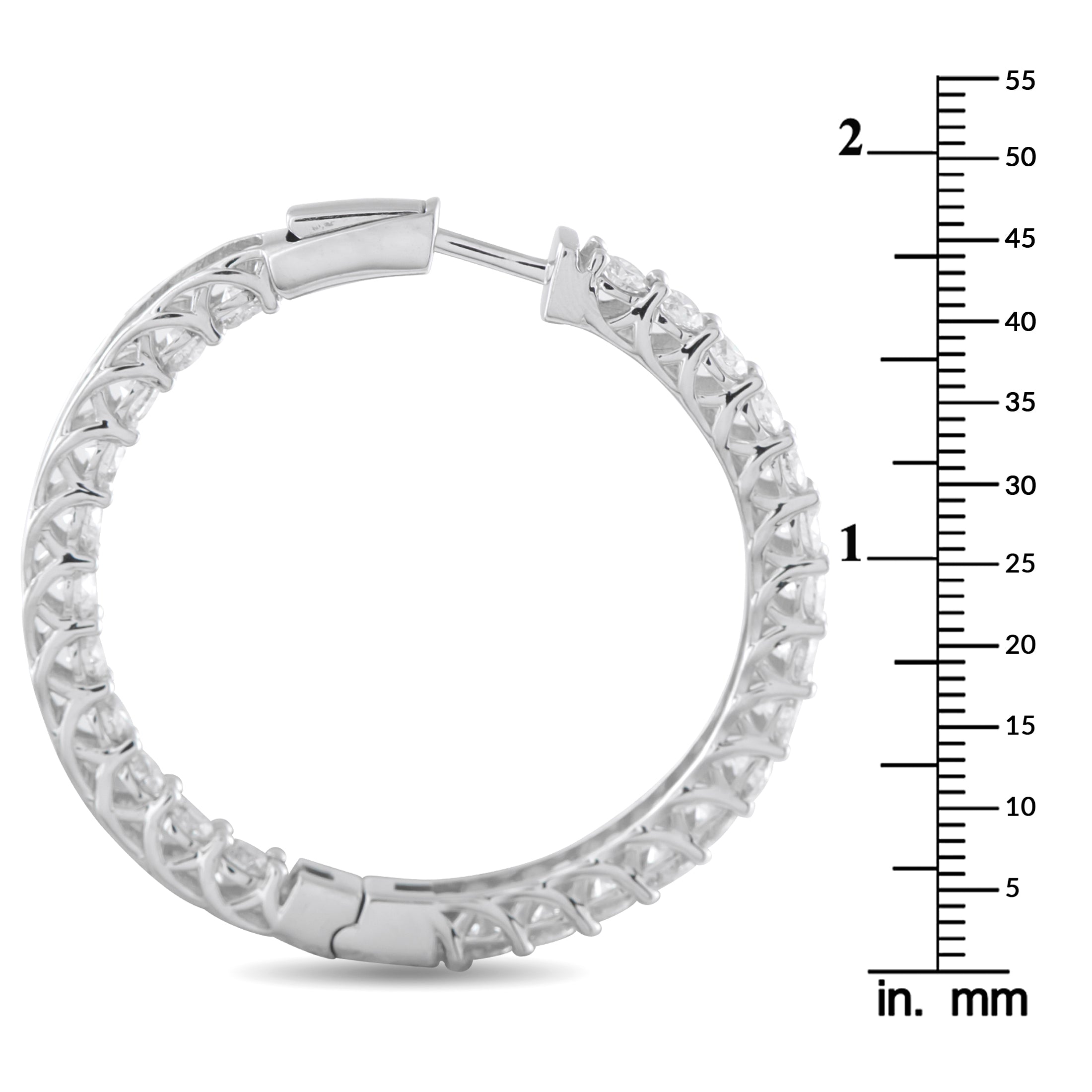 14K White Gold 10.20ct Diamond Inside-Out Hoop Earrings