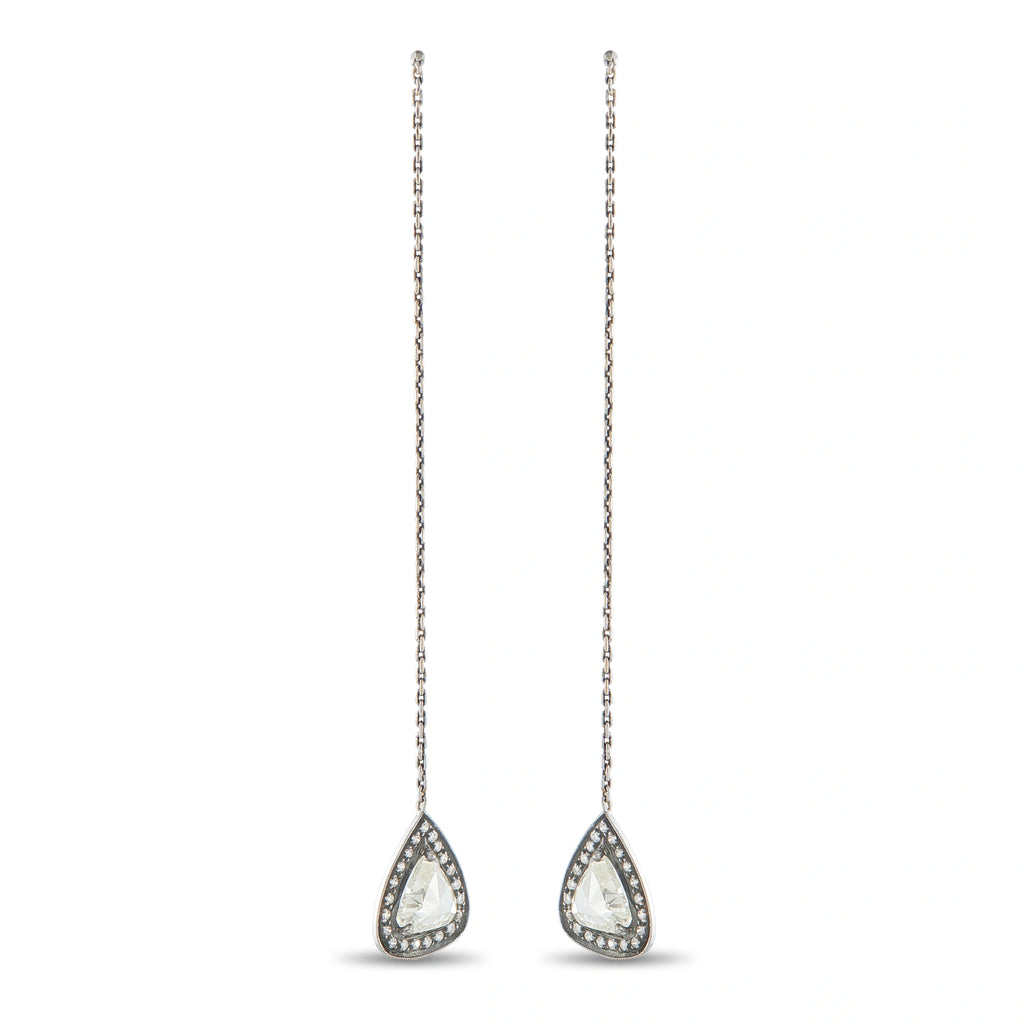 14K White Gold 3.23ct Diamond Dangle Earrings