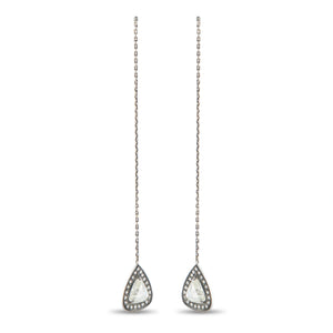 14K White Gold 3.23ct Diamond Dangle Earrings