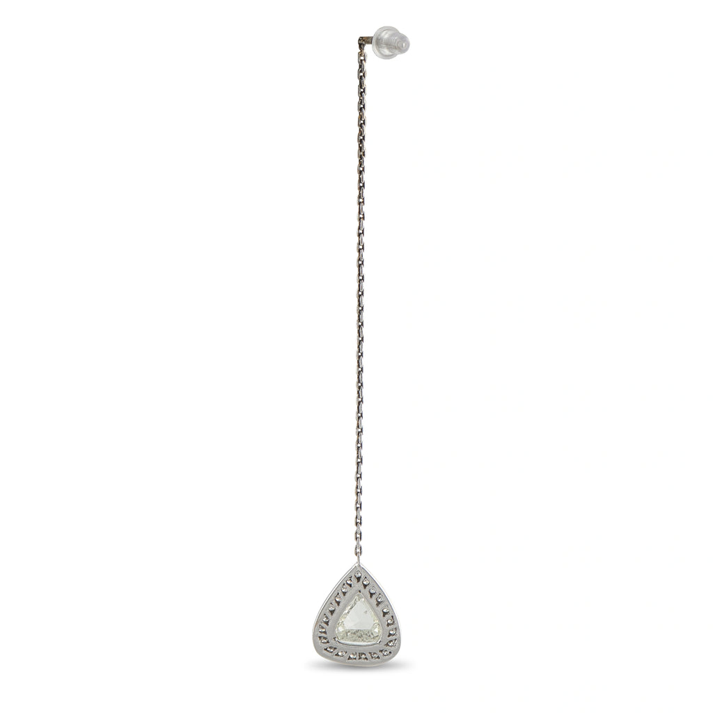 14K White Gold 3.23ct Diamond Dangle Earrings