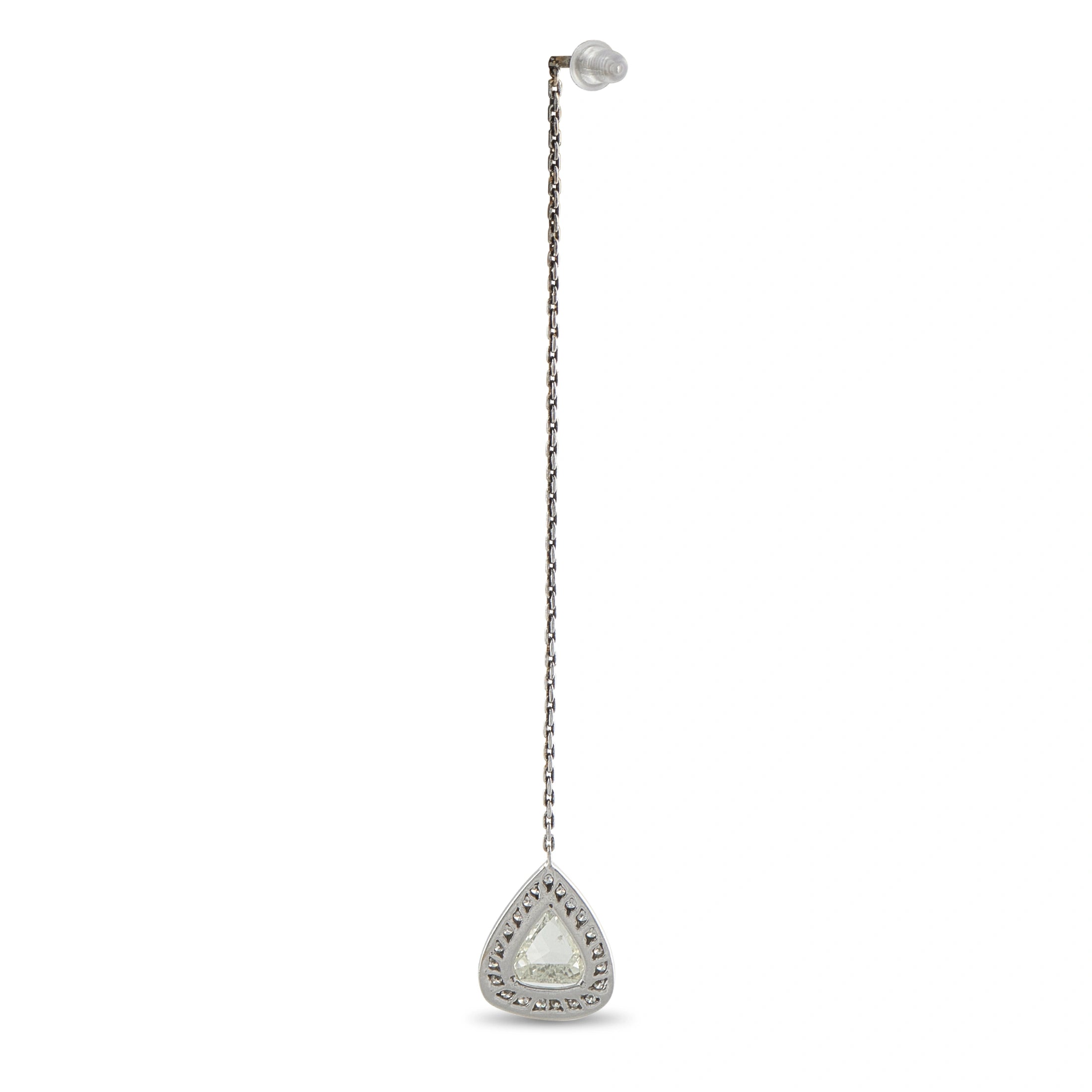 14K White Gold 3.23ct Diamond Dangle Earrings
