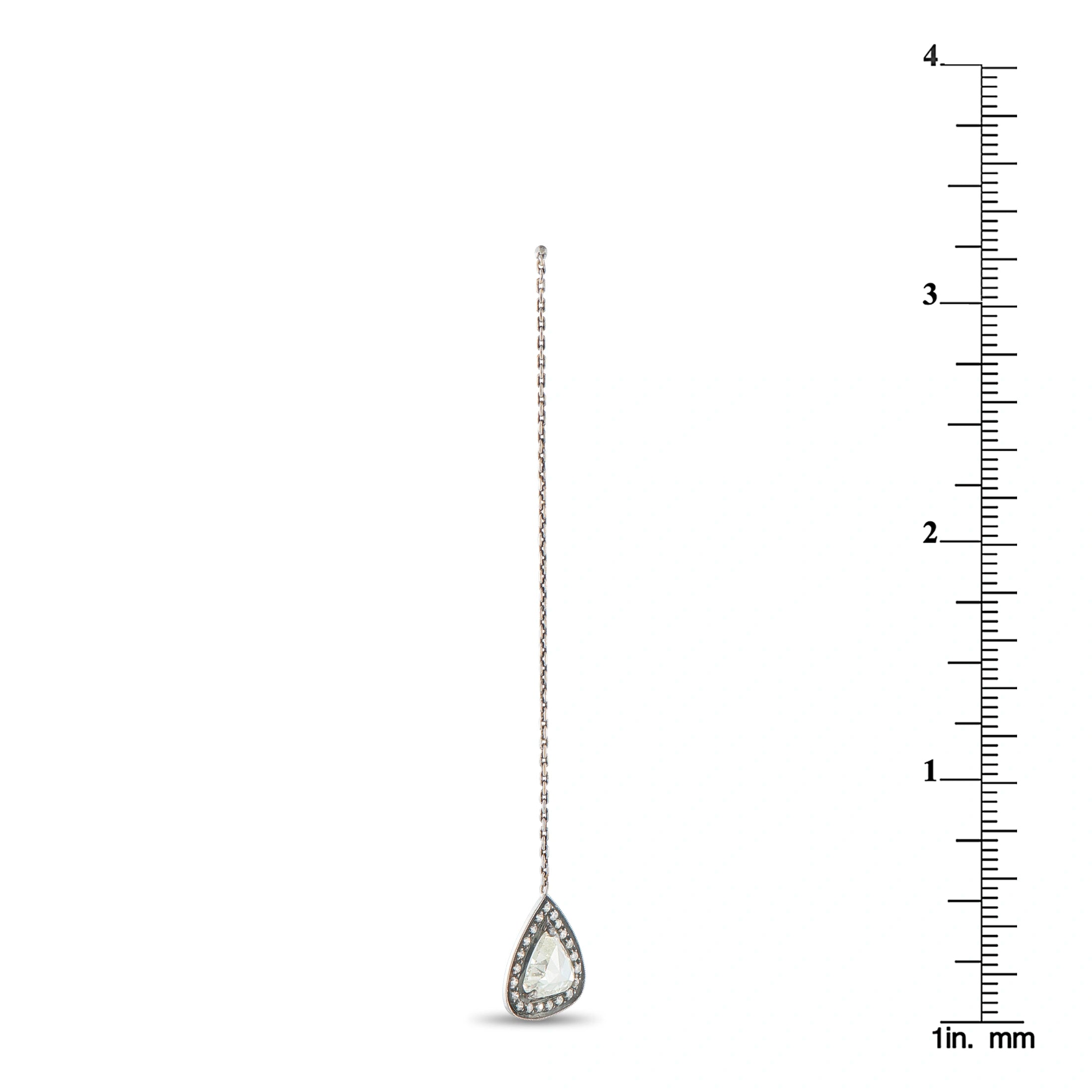 14K White Gold 3.23ct Diamond Dangle Earrings