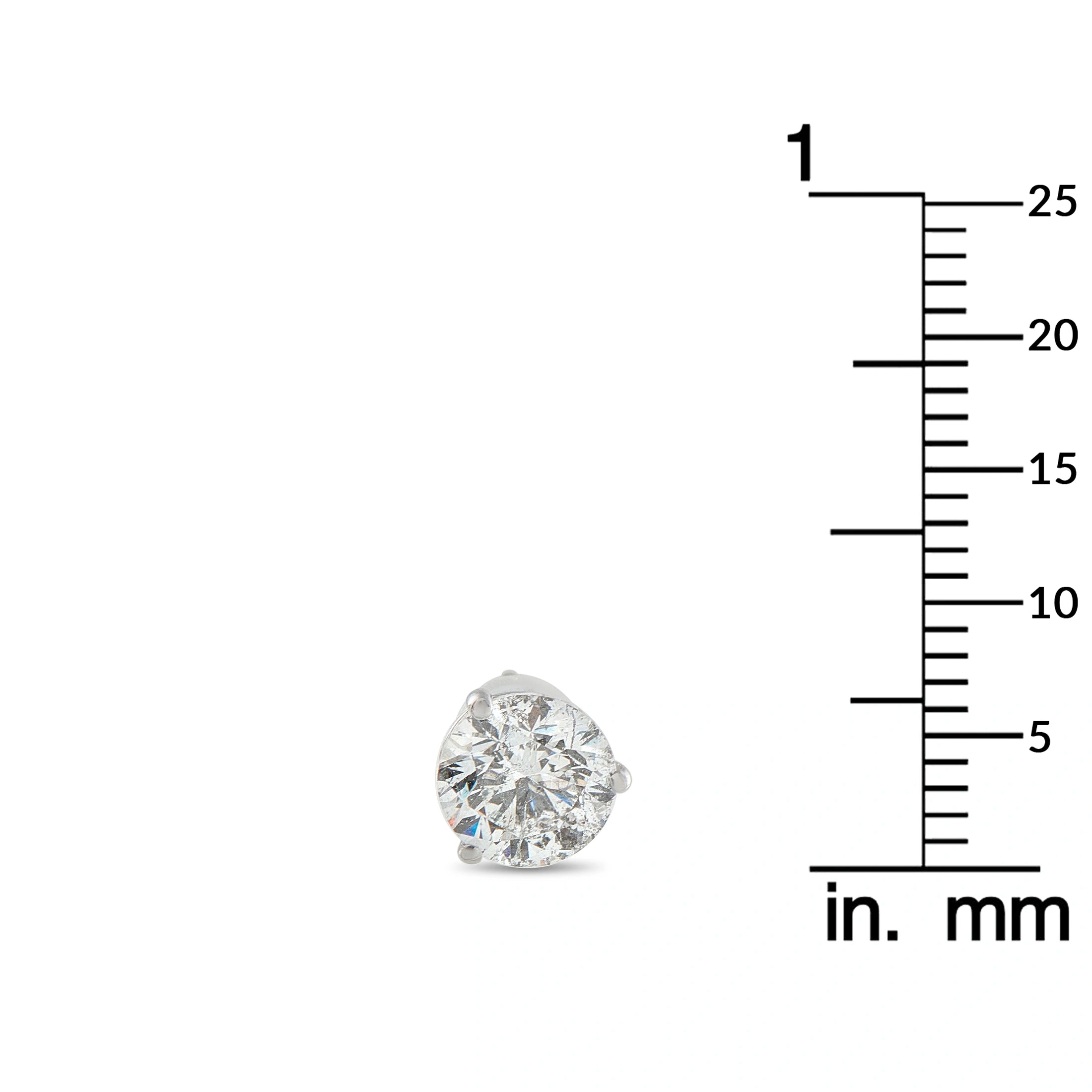 14K White Gold 1.68ct Diamond Stud Earrings