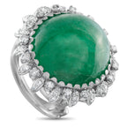 Exclusive 14K White Gold 0.30ct Diamond and Emerald Ring