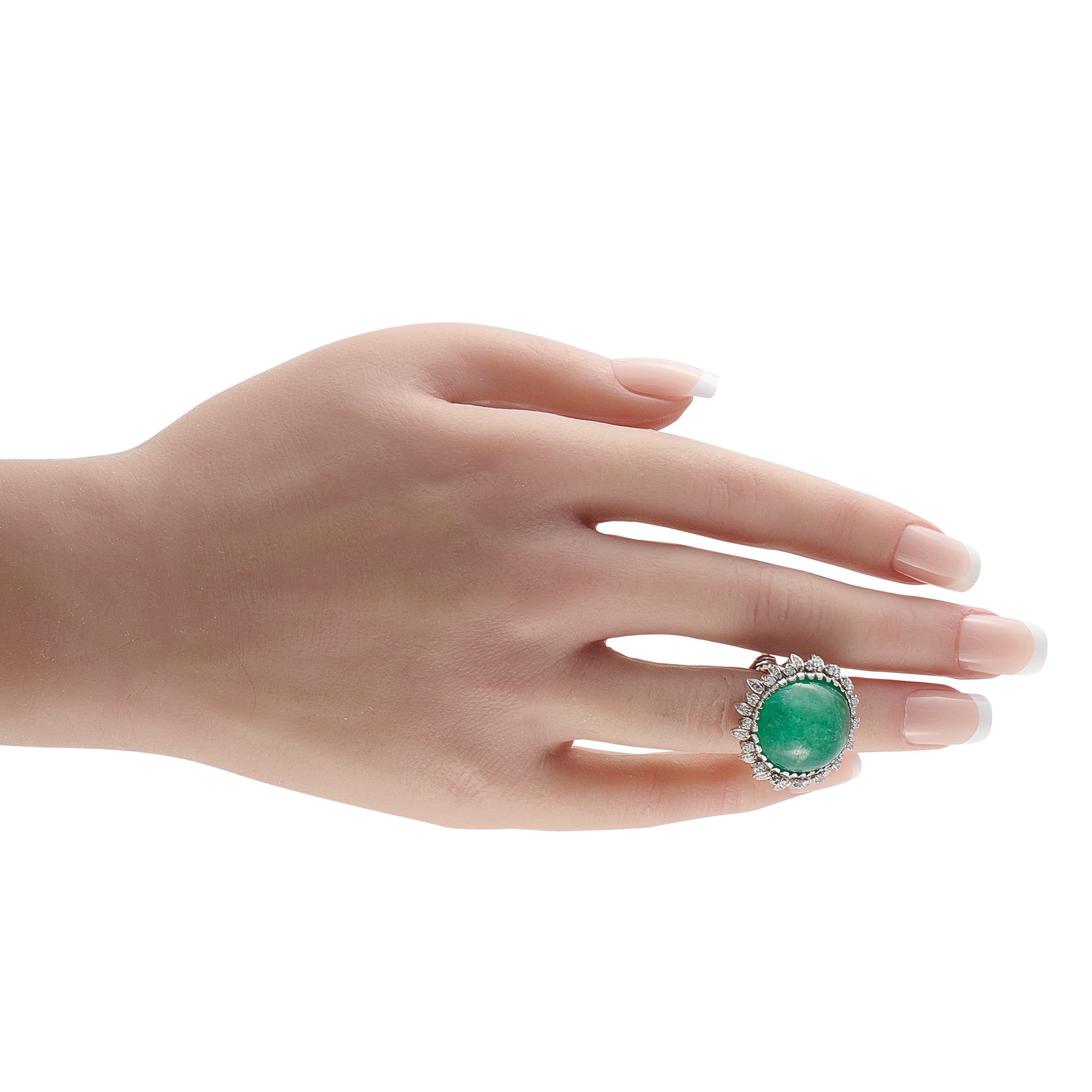 Exclusive 14K White Gold 0.30ct Diamond and Emerald Ring