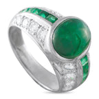 14K White Gold 0.60ct Diamond and Emerald Ring