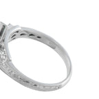 14K White Gold 0.40ct Diamond and Emerald Art Deco Ring