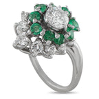 14K White Gold 0.90ct Diamond and Emerald Ring