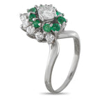 14K White Gold 0.90ct Diamond and Emerald Ring