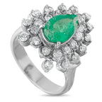 14K White Gold 0.50ct Diamond and Emerald Ring
