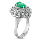 14K White Gold 0.50ct Diamond and Emerald Ring